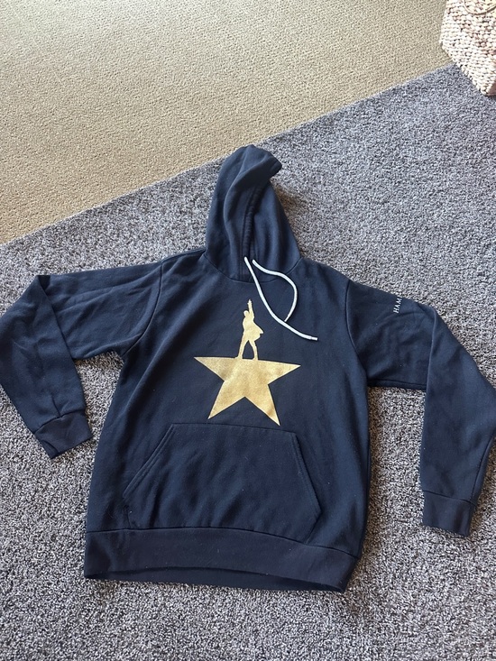Hamilton Tops - HAMILTON Broadway Unisex Black Hoodie with Gold Star Graphic SMALL New York